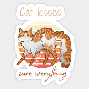 Cat kisses cure everything - Red Bicolor Furbaby - Gifts for Cat Lovers Sticker